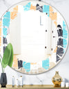 Retro Geometrical Abstract I - Modern Round or Oval Wall Mirror - Leaves