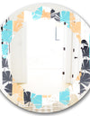 Retro Geometrical Abstract I - Modern Round or Oval Wall Mirror - Leaves