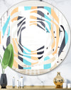 Retro Geometrical Abstract I - Modern Round or Oval Wall Mirror - Whirl