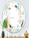Retro Geometrical Abstract I - Modern Round or Oval Wall Mirror - Space