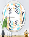 Retro Geometrical Abstract I - Modern Round or Oval Wall Mirror - Whirl