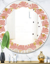 Gold Hearts On Pink - Modern Round or Oval Wall Mirror - Leaves