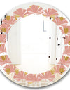 Gold Hearts On Pink - Modern Round or Oval Wall Mirror - Leaves