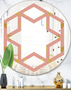Gold Hearts On Pink - Modern Round or Oval Wall Mirror - Hexagon Star