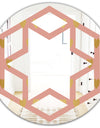 Gold Hearts On Pink - Modern Round or Oval Wall Mirror - Hexagon Star