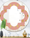 Gold Hearts On Pink - Modern Round or Oval Wall Mirror - Quatrefoil