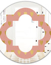 Gold Hearts On Pink - Modern Round or Oval Wall Mirror - Quatrefoil