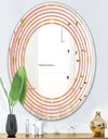 Gold Hearts On Pink - Modern Round or Oval Wall Mirror - Wave
