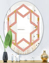 Gold Hearts On Pink - Modern Round or Oval Wall Mirror - Hexagon Star