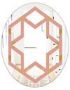 Gold Hearts On Pink - Modern Round or Oval Wall Mirror - Hexagon Star