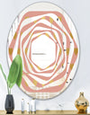 Gold Hearts On Pink - Modern Round or Oval Wall Mirror - Whirl