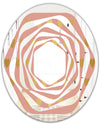 Gold Hearts On Pink - Modern Round or Oval Wall Mirror - Whirl