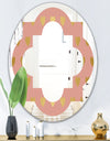 Gold Hearts On Pink - Modern Round or Oval Wall Mirror - Quatrefoil