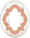 Gold Hearts On Pink - Modern Round or Oval Wall Mirror - Quatrefoil