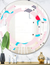 Retro Geometrical Abstract Pattern III - Modern Round or Oval Wall Mirror - Space