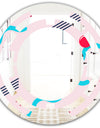 Retro Geometrical Abstract Pattern III - Modern Round or Oval Wall Mirror - Space