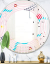 Retro Geometrical Abstract Pattern III - Modern Round or Oval Wall Mirror - Wave