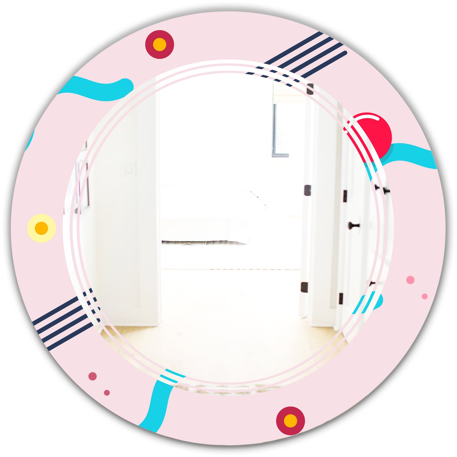 Retro Geometrical Abstract Pattern III - Modern Round or Oval Wall Mirror - Triple C