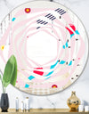 Retro Geometrical Abstract Pattern III - Modern Round or Oval Wall Mirror - Whirl