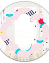 Retro Geometrical Abstract Pattern III - Modern Round or Oval Wall Mirror - Quatrefoil
