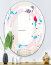 Retro Geometrical Abstract Pattern III - Modern Round or Oval Wall Mirror - Space