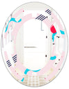 Retro Geometrical Abstract Pattern III - Modern Round or Oval Wall Mirror - Space