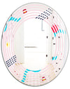 Retro Geometrical Abstract Pattern III - Modern Round or Oval Wall Mirror - Wave
