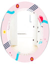 Retro Geometrical Abstract Pattern III - Modern Round or Oval Wall Mirror - Triple C