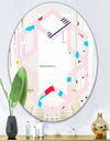 Retro Geometrical Abstract Pattern III - Modern Round or Oval Wall Mirror - Hexagon Star