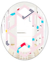Retro Geometrical Abstract Pattern III - Modern Round or Oval Wall Mirror - Hexagon Star