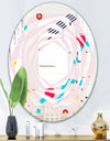 Retro Geometrical Abstract Pattern III - Modern Round or Oval Wall Mirror - Whirl