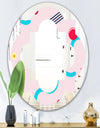 Retro Geometrical Abstract Pattern III - Modern Round or Oval Wall Mirror - Quatrefoil