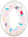 Retro Geometrical Abstract Pattern III - Modern Round or Oval Wall Mirror - Quatrefoil
