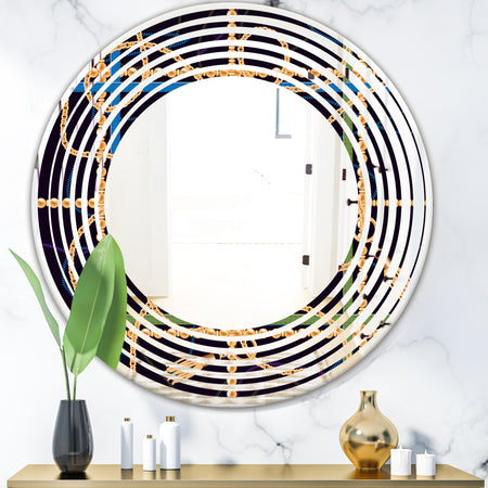 Trendy Gold Chain Pattern - Modern Round or Oval Wall Mirror - Wave