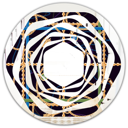 Trendy Gold Chain Pattern - Modern Round or Oval Wall Mirror - Whirl