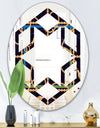 Trendy Gold Chain Pattern - Modern Round or Oval Wall Mirror - Hexagon Star