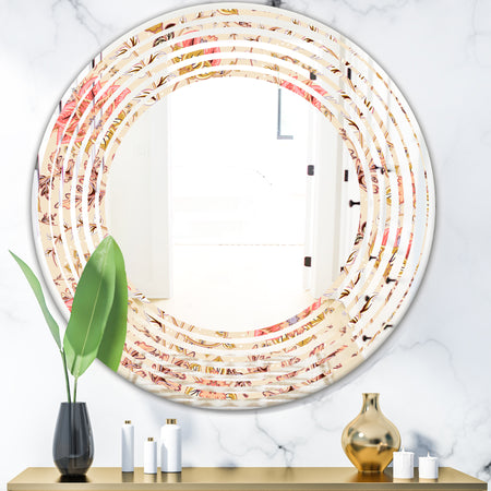 Oriental Floral Paisley - Modern Round or Oval Wall Mirror - Wave
