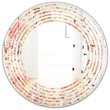 Oriental Floral Paisley - Modern Round or Oval Wall Mirror - Wave