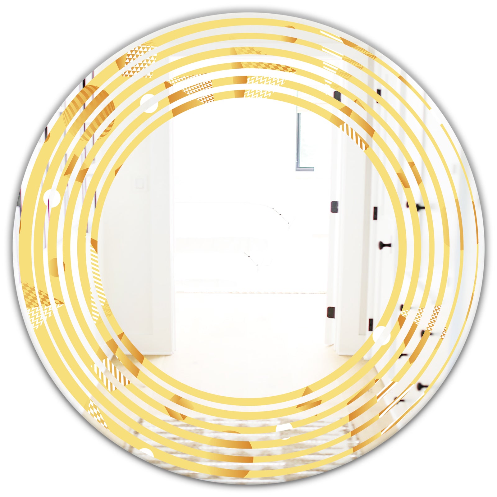 Minimal Yellow Geometrical Shapes - Modern Round or Oval Wall Mirror - Wave