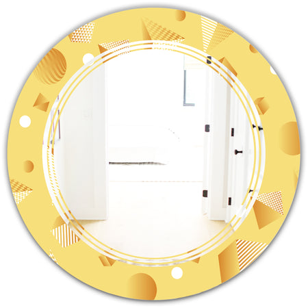 Minimal Yellow Geometrical Shapes - Modern Round or Oval Wall Mirror - Triple C