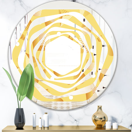 Minimal Yellow Geometrical Shapes - Modern Round or Oval Wall Mirror - Whirl