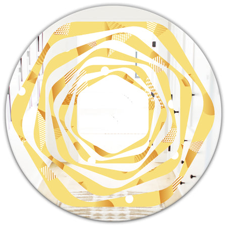 Minimal Yellow Geometrical Shapes - Modern Round or Oval Wall Mirror - Whirl