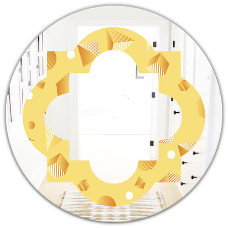 Minimal Yellow Geometrical Shapes - Modern Round or Oval Wall Mirror - Quatrefoil