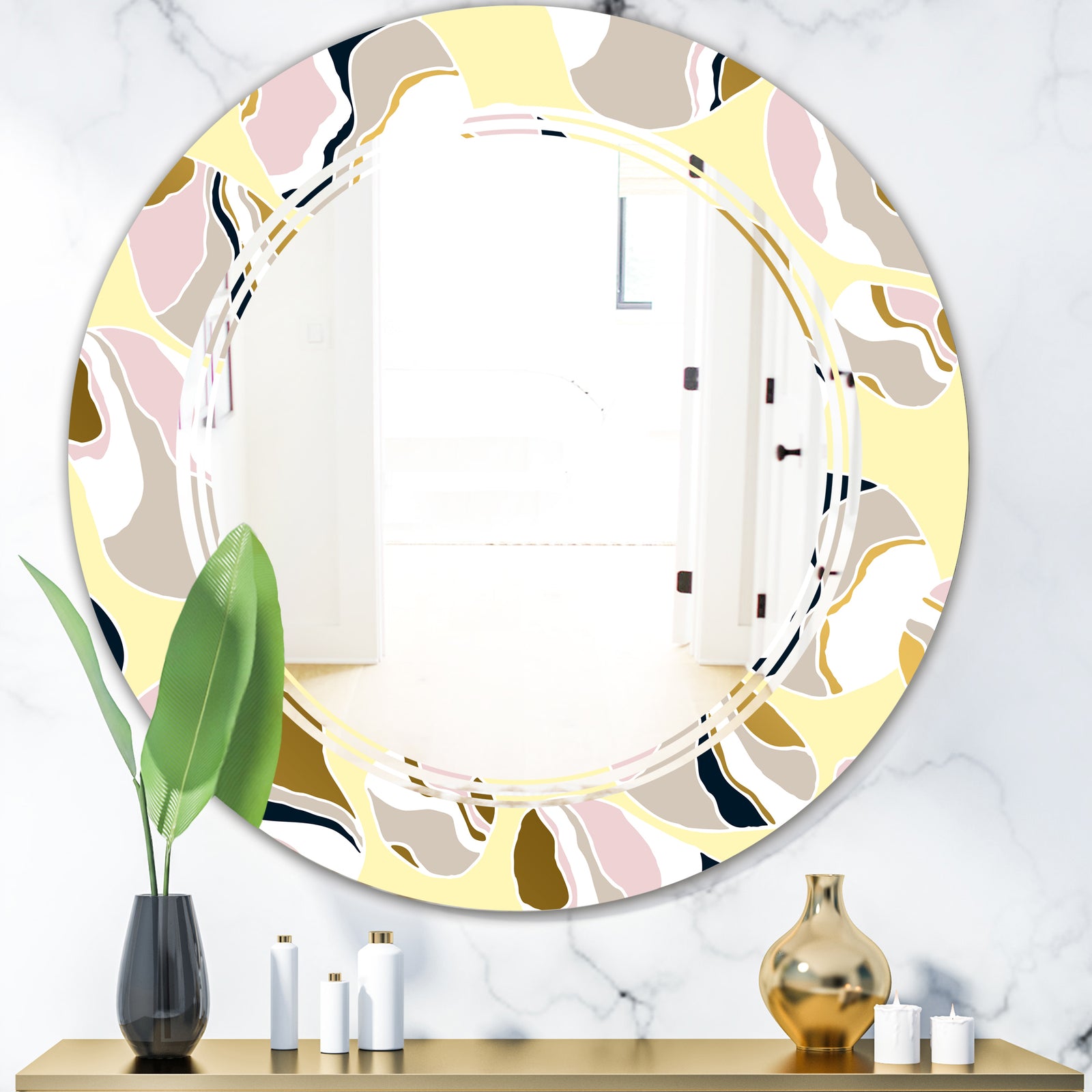 Golden River Stones - Modern Round or Oval Wall Mirror - Triple C