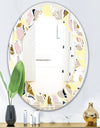 Golden River Stones - Modern Round or Oval Wall Mirror - Leaves