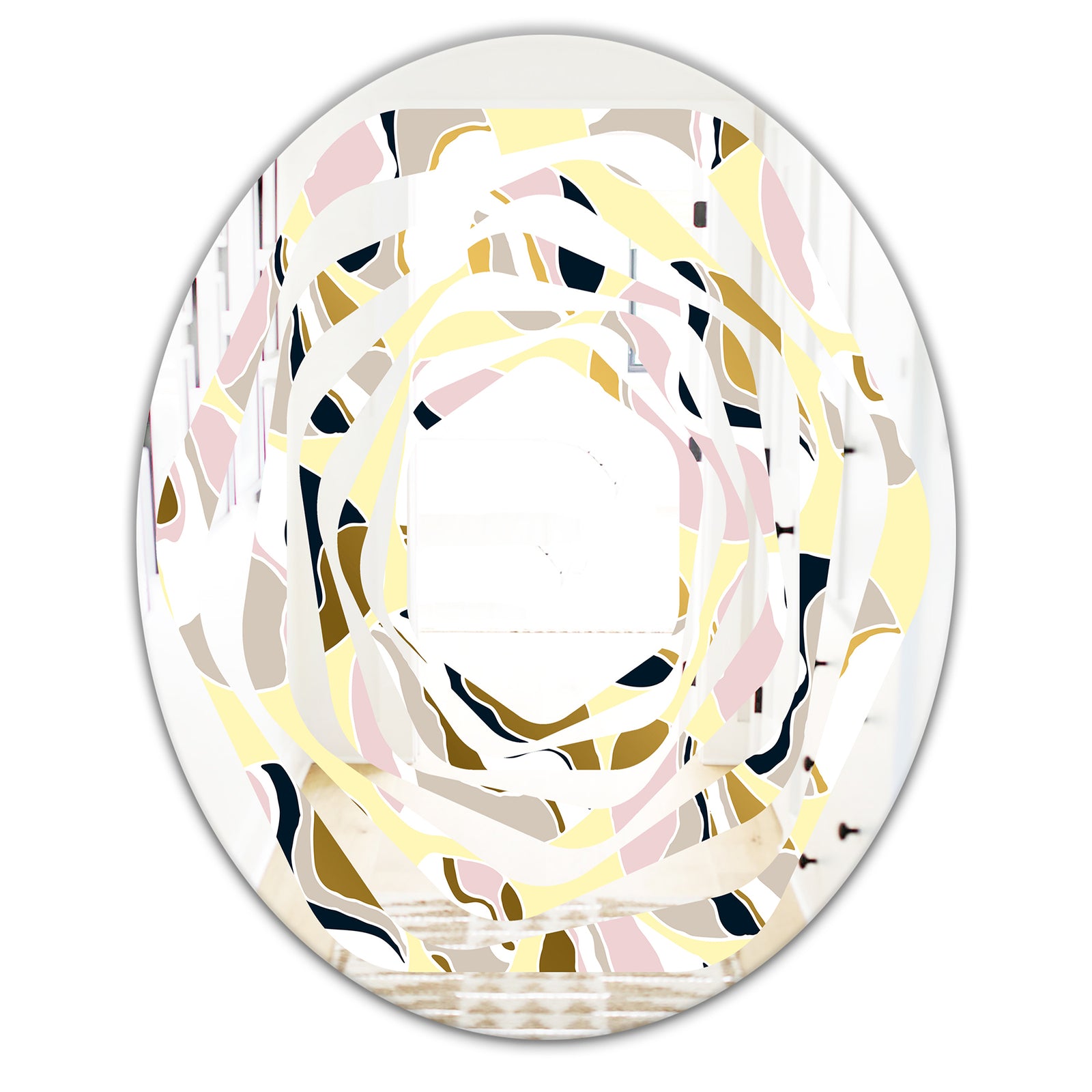 Golden River Stones - Modern Round or Oval Wall Mirror - Whirl