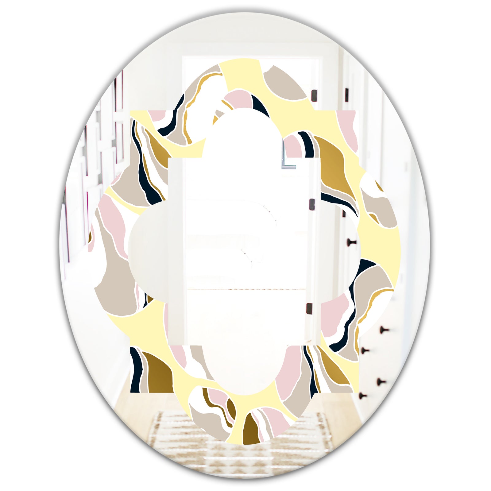 Golden River Stones - Modern Round or Oval Wall Mirror - Quatrefoil