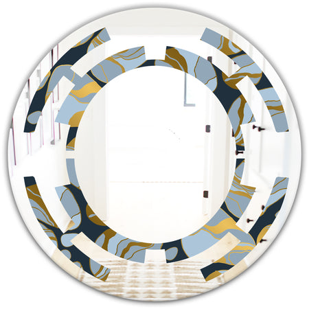 Golden Marble Design IV - Modern Round or Oval Wall Mirror - Space