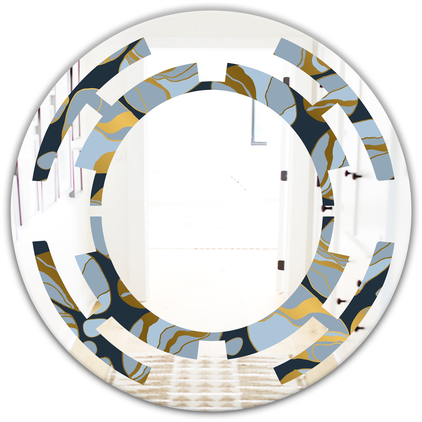 Golden Marble Design IV - Modern Round or Oval Wall Mirror - Space
