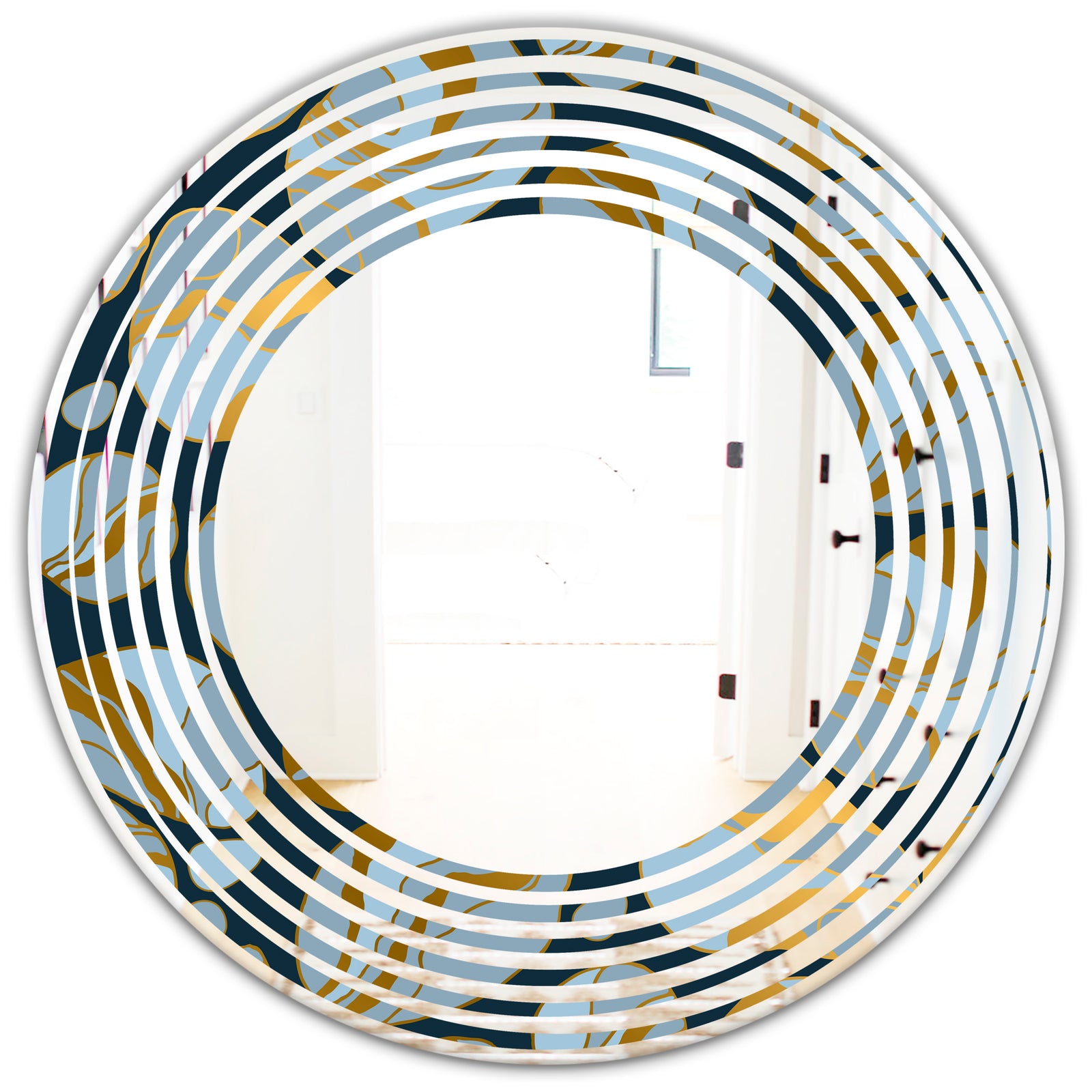 Golden Marble Design IV - Modern Round or Oval Wall Mirror - Wave